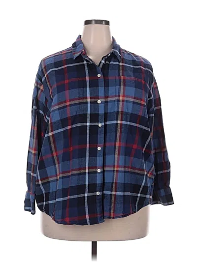 Pre-owned Old Navy 3/4 Sleeve Button Down Shirt In Blue