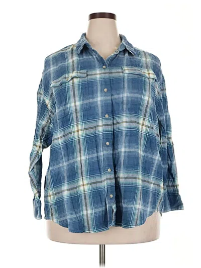 Pre-owned Old Navy 3/4 Sleeve Button Down Shirt In Blue