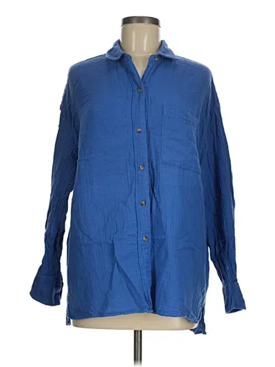 Pre-owned Old Navy 3/4 Sleeve Button Down Shirt In Blue
