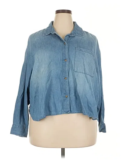 Pre-owned Old Navy 3/4 Sleeve Button Down Shirt In Blue
