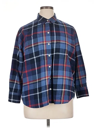 Pre-owned Old Navy 3/4 Sleeve Button Down Shirt In Blue