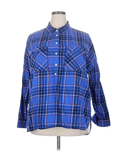 Pre-owned Old Navy 3/4 Sleeve Button Down Shirt In Blue