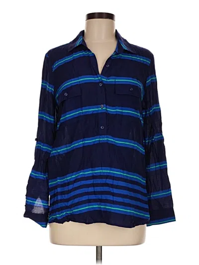 Pre-owned Old Navy 3/4 Sleeve Button Down Shirt In Blue