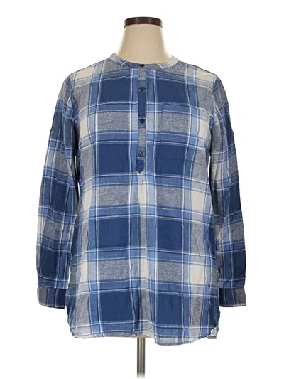 Pre-owned Old Navy 3/4 Sleeve Button Down Shirt In Blue