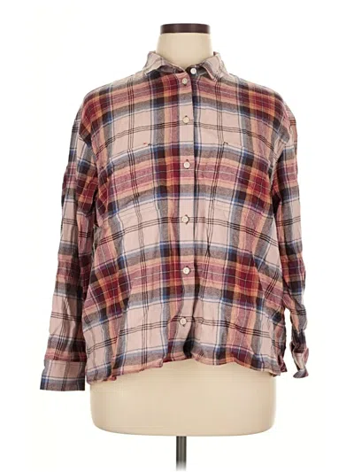 Pre-owned Old Navy 3/4 Sleeve Button Down Shirt In Brown