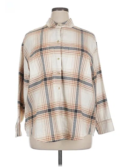 Pre-owned Old Navy 3/4 Sleeve Button Down Shirt In Brown