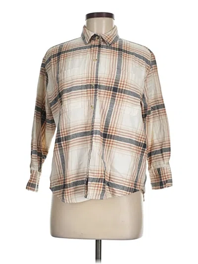 Pre-owned Old Navy 3/4 Sleeve Button Down Shirt In Brown