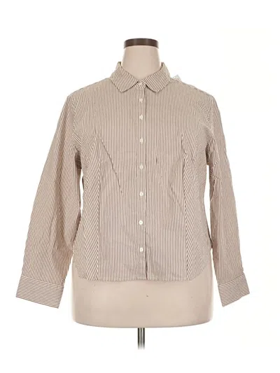 Old Navy 3/4 Sleeve Button Down Shirt In Brown