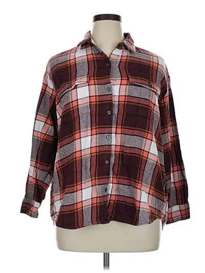 Pre-owned Old Navy 3/4 Sleeve Button Down Shirt In Burgundy