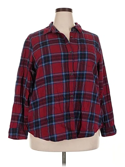 Pre-owned Old Navy 3/4 Sleeve Button Down Shirt In Burgundy