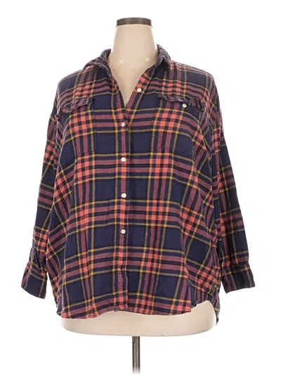 Pre-owned Old Navy 3/4 Sleeve Button Down Shirt In Burgundy