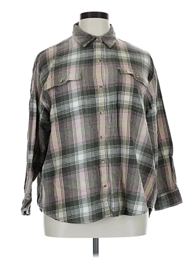 Pre-owned Old Navy 3/4 Sleeve Button Down Shirt In Gray