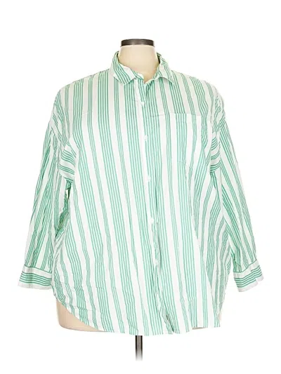 Pre-owned Old Navy 3/4 Sleeve Button Down Shirt In Green
