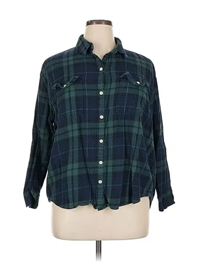Pre-owned Old Navy 3/4 Sleeve Button Down Shirt In Green