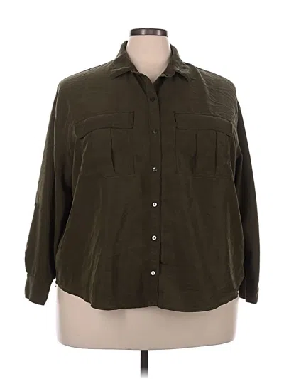 Pre-owned Old Navy 3/4 Sleeve Button Down Shirt In Green