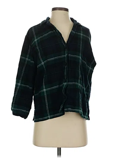 Pre-owned Old Navy 3/4 Sleeve Button Down Shirt In Green