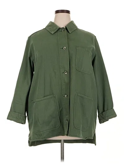 Pre-owned Old Navy 3/4 Sleeve Button Down Shirt In Green