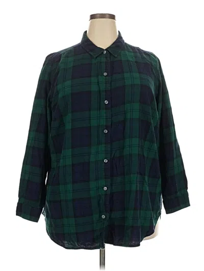 Pre-owned Old Navy 3/4 Sleeve Button Down Shirt In Green