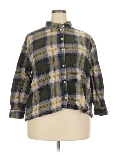 Pre-owned Old Navy 3/4 Sleeve Button Down Shirt In Green