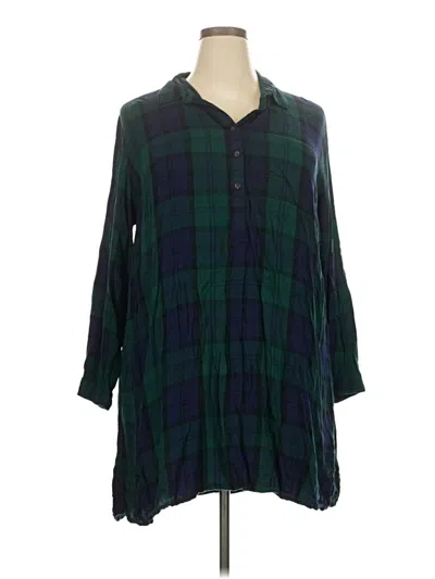 Pre-owned Old Navy 3/4 Sleeve Button Down Shirt In Green