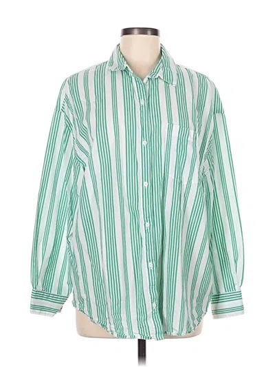 Pre-owned Old Navy 3/4 Sleeve Button Down Shirt In Green