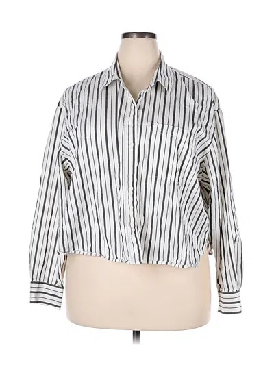 Pre-owned Old Navy 3/4 Sleeve Button Down Shirt In Ivory