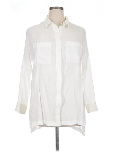 Pre-owned Old Navy 3/4 Sleeve Button Down Shirt In Ivory