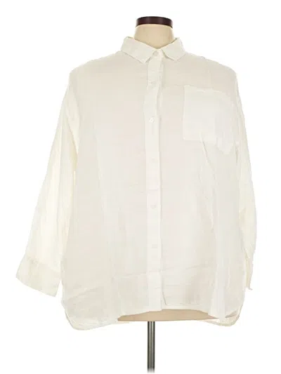 Old Navy 3/4 Sleeve Button Down Shirt In Ivory