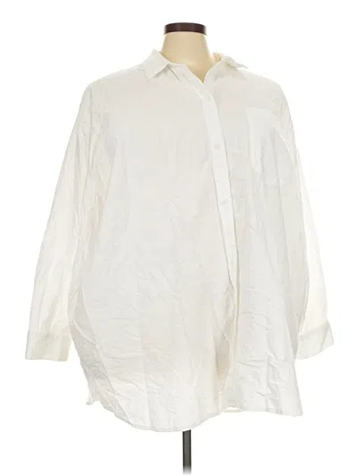 Old Navy 3/4 Sleeve Button Down Shirt In White