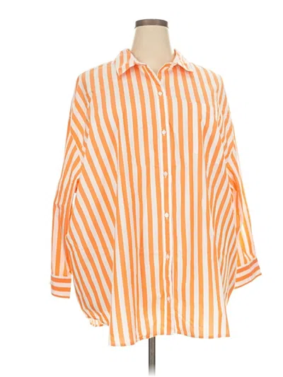 Pre-owned Old Navy 3/4 Sleeve Button Down Shirt In Orange