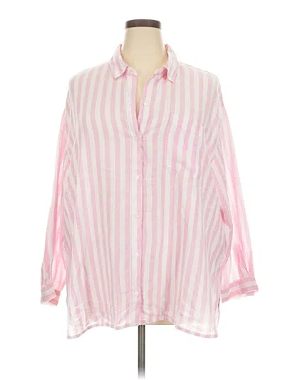 Old Navy 3/4 Sleeve Button Down Shirt In Pink