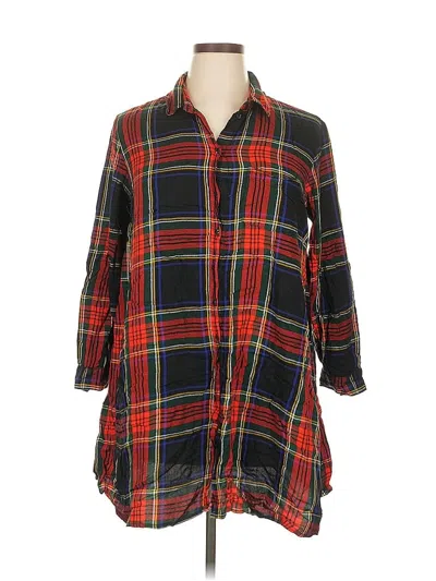 Pre-owned Old Navy 3/4 Sleeve Button Down Shirt In Red