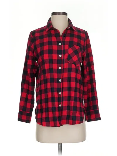 Pre-owned Old Navy 3/4 Sleeve Button Down Shirt In Red