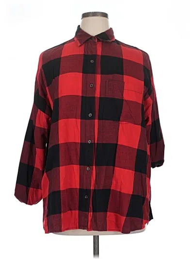Pre-owned Old Navy 3/4 Sleeve Button Down Shirt In Red
