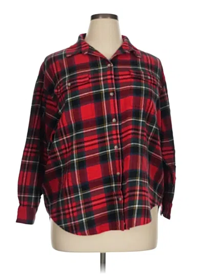 Pre-owned Old Navy 3/4 Sleeve Button Down Shirt In Red