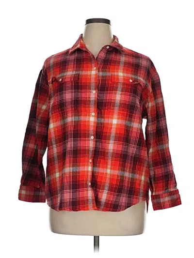 Pre-owned Old Navy 3/4 Sleeve Button Down Shirt In Red