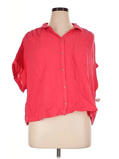 Old Navy 3/4 Sleeve Button Down Shirt In Red