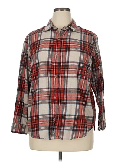 Pre-owned Old Navy 3/4 Sleeve Button Down Shirt In Red