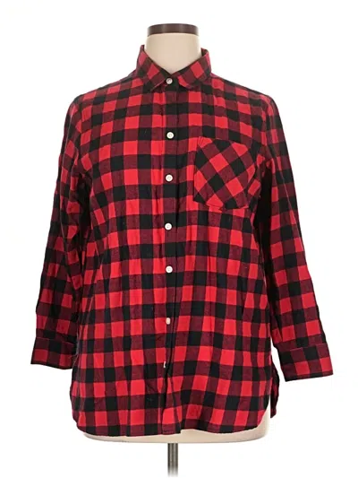 Pre-owned Old Navy 3/4 Sleeve Button Down Shirt In Red