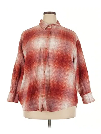 Pre-owned Old Navy 3/4 Sleeve Button Down Shirt In Red