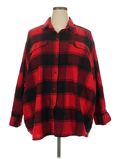 Pre-owned Old Navy 3/4 Sleeve Button Down Shirt In Red