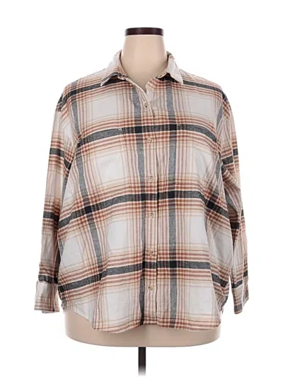 Pre-owned Old Navy 3/4 Sleeve Button Down Shirt In Tan