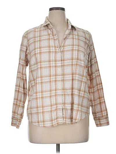 Pre-owned Old Navy 3/4 Sleeve Button Down Shirt In Tan