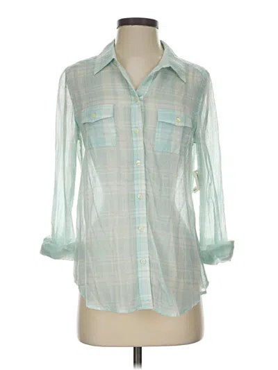 Pre-owned Old Navy 3/4 Sleeve Button Down Shirt In Teal
