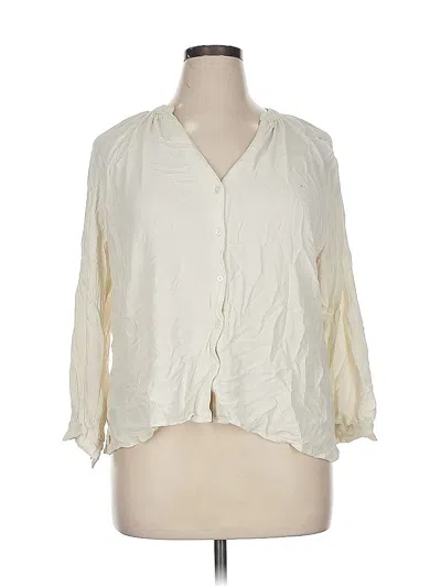 Pre-owned Old Navy 3/4 Sleeve Button Down Shirt In White