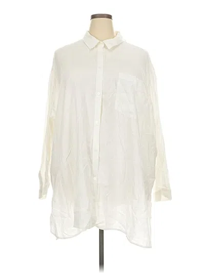 Old Navy 3/4 Sleeve Button Down Shirt In White