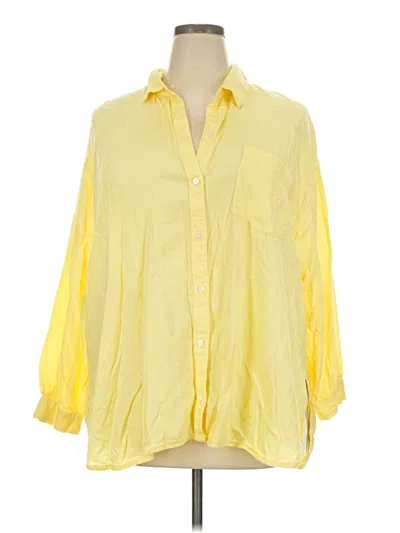 Pre-owned Old Navy 3/4 Sleeve Button Down Shirt In Yellow