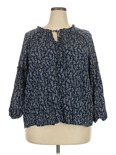 Pre-owned Old Navy 3/4 Sleeve Henley Shirt In Blue