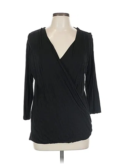 Pre-owned Old Navy 3/4 Sleeve Top Black Plunge Neckline Tops