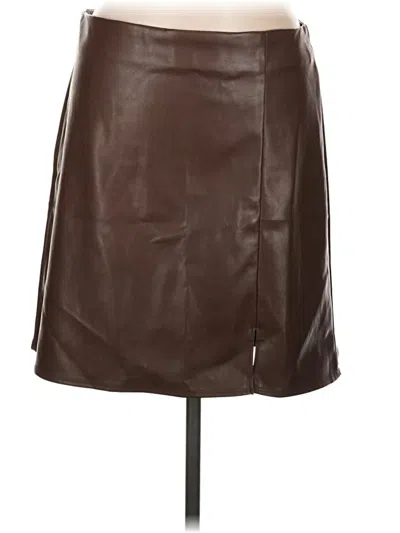 Pre-owned Old Navy Faux Leather Skirt In Brown